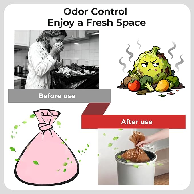 Odor Sealing Small Trash Bags Home & Food Use M-220 Count Disposable Bags - Image 3