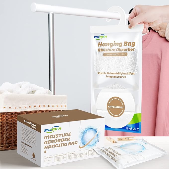 ZSZMFH 10 Pack Moisture Absorber Hanging Bags, Fragrance Free Humidity Packs - Image 6
