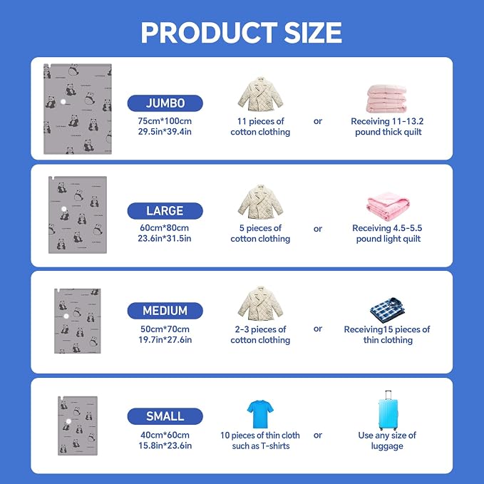 8 Pack Tear-Proof Jumbo Vacuum Storage Bags - Image 8