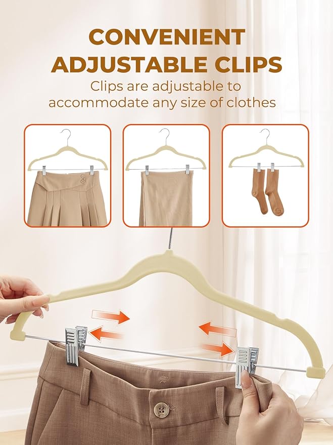 HOUSE DAY Velvet Skirt Hangers 24 Pack, Space Saving Slim Shorts Hanger - Image 7