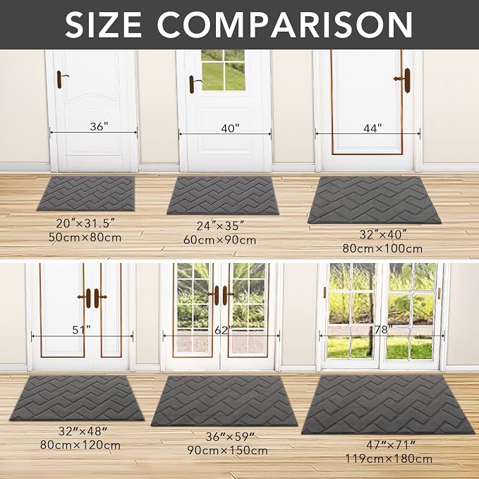 hicorfe Indoor Door Mat, Non Slip Door Mats, Absorbent Resist Dirt Entrance - Image 5