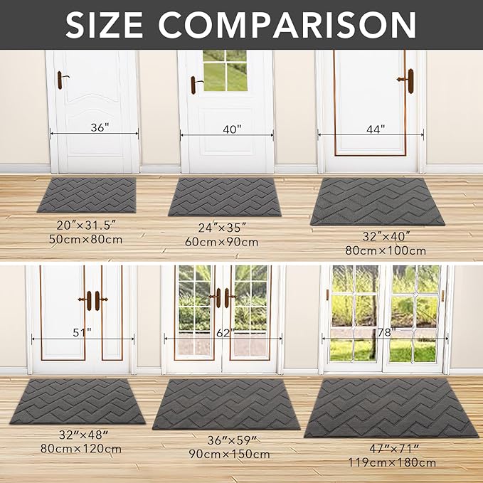 hicorfe Indoor Doormat, Front Back Door Mat Rubber Backing Non Slip Door Mats - Image 5