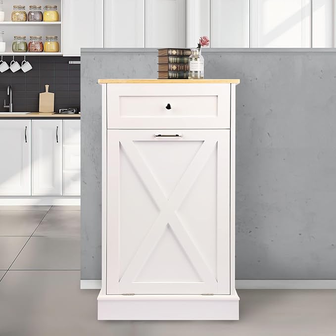 Betterhood Tilt Out Trash Cabinet 10 Gallon Wooden Free Standing Laundry Sorter by Betterhood