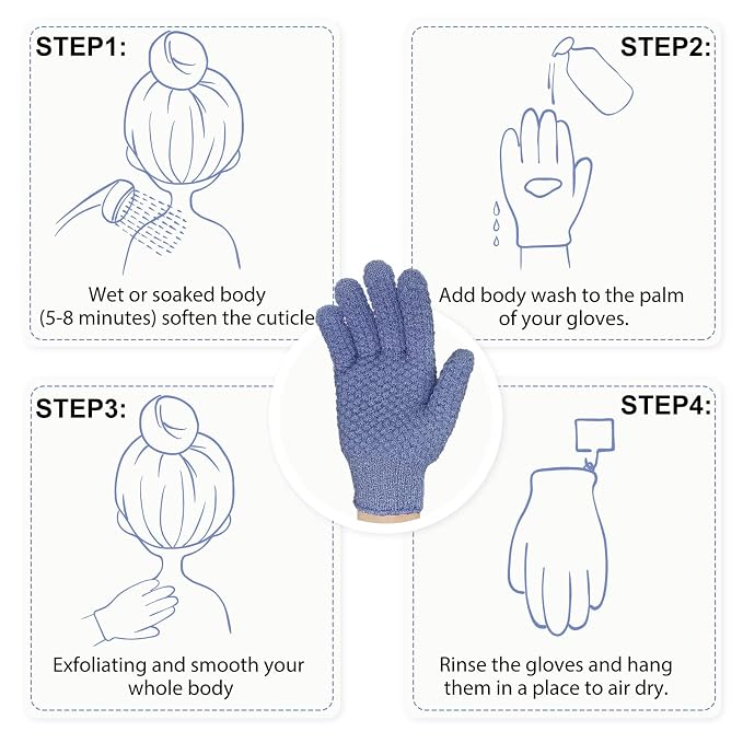 Evridwear Exfoliating Glove for Shower Man and Women, Dual Texture Bath Body - Image 5