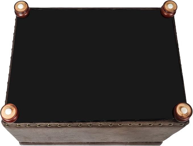 24'' Leather Ottoman with Storage Rectangle Foot Rest Ottomans Stool - Image 7