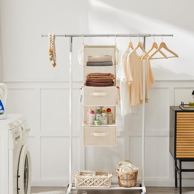 MAX Houser 5 Tier Shelf Hanging Closet Organizer, Cloth Hanging Shelf - Image 7
