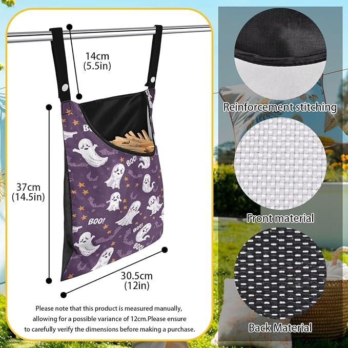 Cute Ghost Clothespin Storage Hanger Bags Laundry Clothespin Bag - Image 6