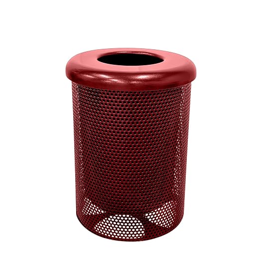 COATEDOUTDOORFURNITURE RFT-P-TXTBUR Heavy Duty Round Trash Receptacle by CoatedOutdoorFurniture