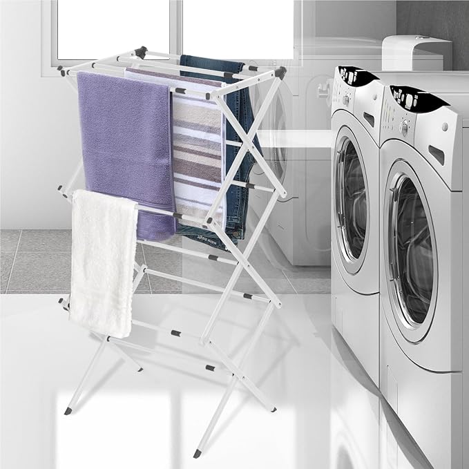 BLACK+DECKER 3 Tier Expandable Collapsing Foldable Laundry Rack - Image 5