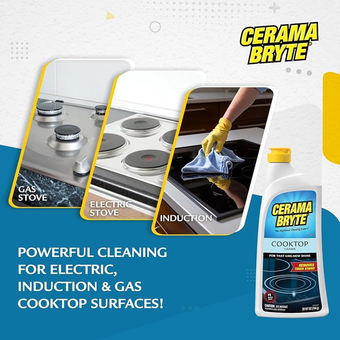 Cerama Bryte Glass Cooktop and Stove Top Cleaner Combo Kit - Image 2