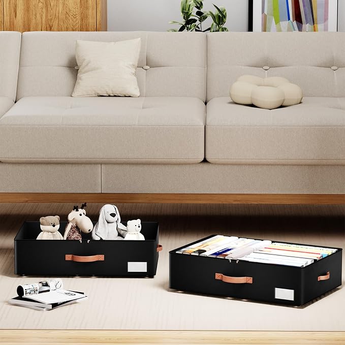 Underbed Storage With Wheels, Large Capacity 7.5 inches Height Storage Bins - Image 2