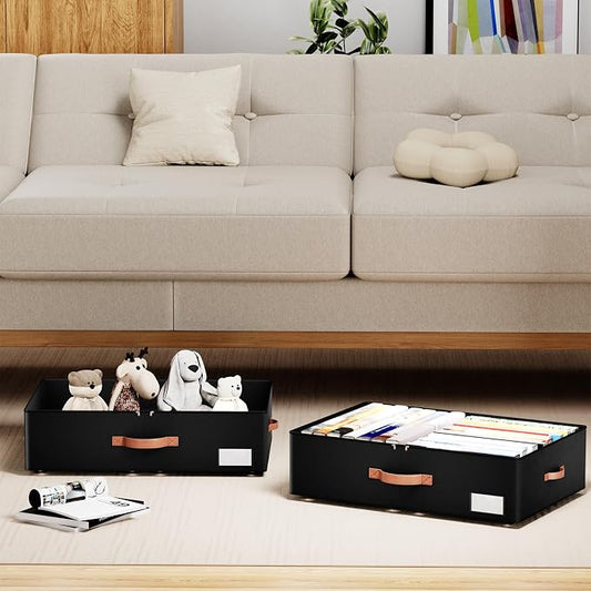 Underbed Storage With Wheels, Large Capacity 7.5 inches Height Storage Bins - Image 2