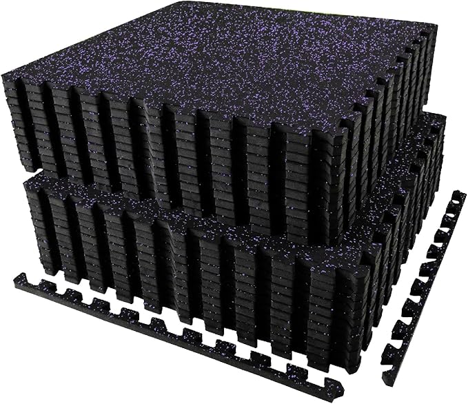 AIRHOP 0.56in Thick 96 Sq Ft Exercise Equipment Mats, 24 Tiles Upgraded Rubber by Airhop