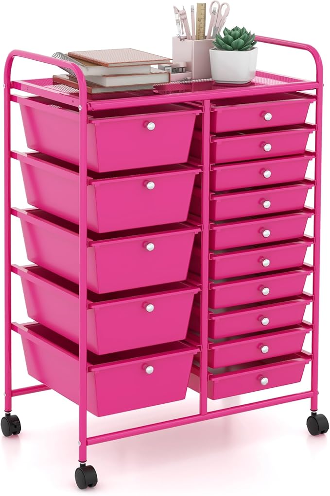 GOFLAME 15-Drawer Rolling Storage Cart, Utility Cart