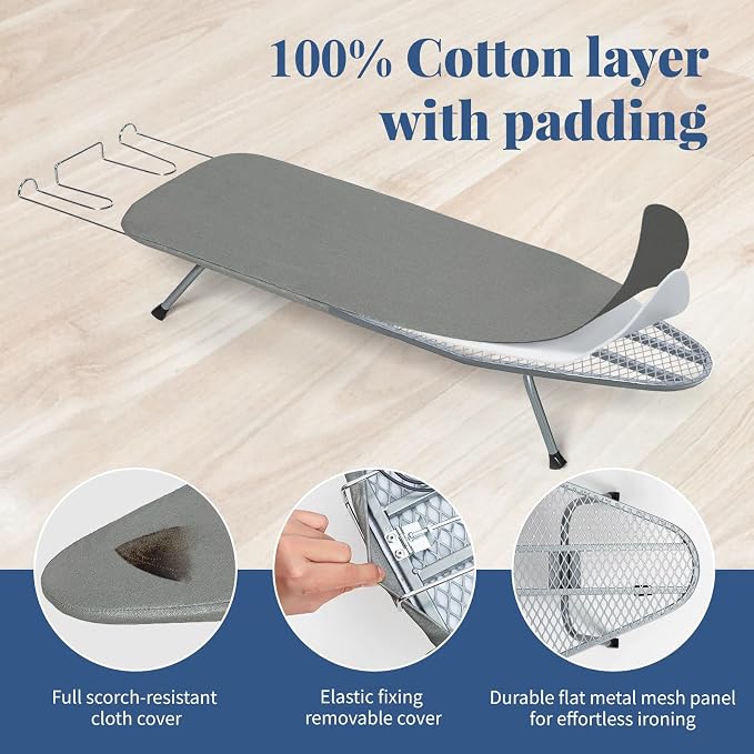 Tabletop Ironing Board with Iron Rest, Small Ironing Board Foldable with Heat - Image 3