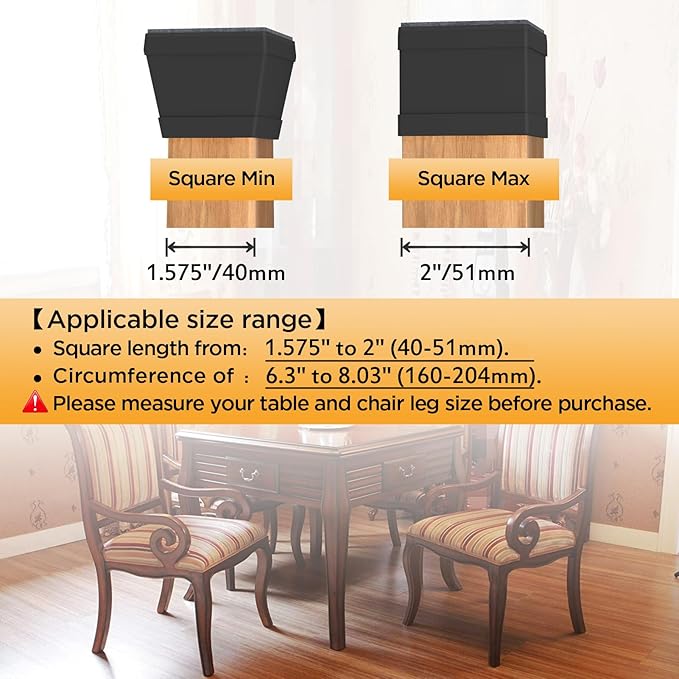16 PCS Square Chair Leg Floor Protector, Silicone Chair Leg Cover, Furniture - Image 2