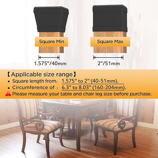 16 PCS Square Chair Leg Floor Protector, Silicone Chair Leg Cover, Furniture - Image 2
