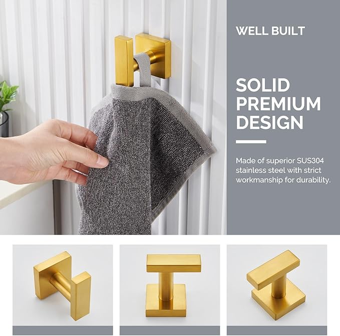 Angle Simple Towel Hook for Bathroom, SUS 304 Stainless Steel Robe Coat Hook - Image 8