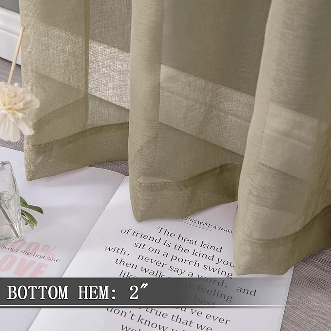 Tollpiz Short Sheer Tier Curtains Linen Textured Half Kitchen Curtain Sheers - Image 4