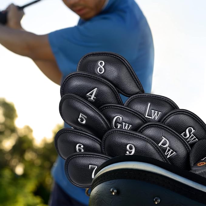 CRAFTSMAN GOLF 12pcs or 1pc Thick Synthetic Leather Golf Iron Head Covers Set - Image 2
