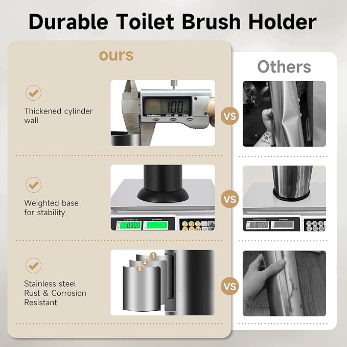 Black Toilet Brush and Holder，Extra Long Handled Toilet Brush - Image 5