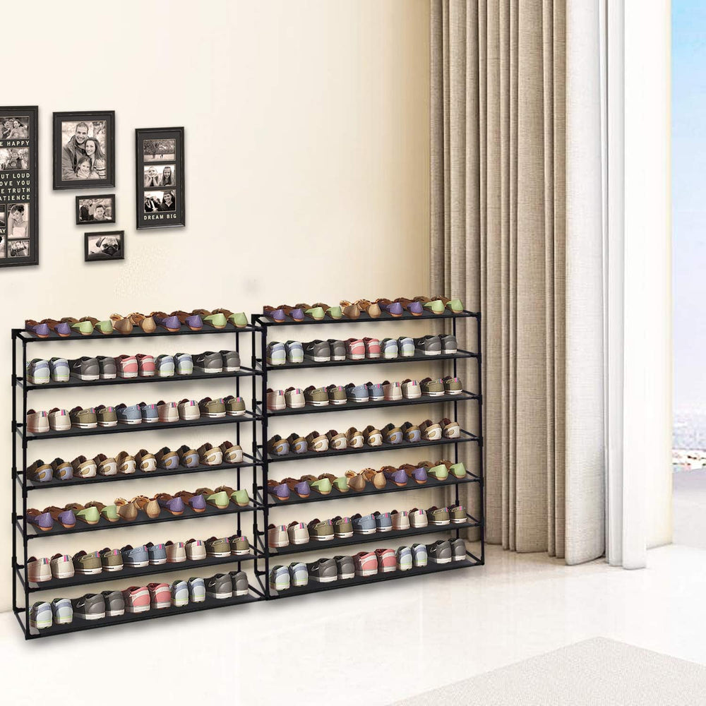 Jerry & Maggie 7 Tier Fabric Shoe Rack, 39 in W x 11 in D x 43 in H, Can ...