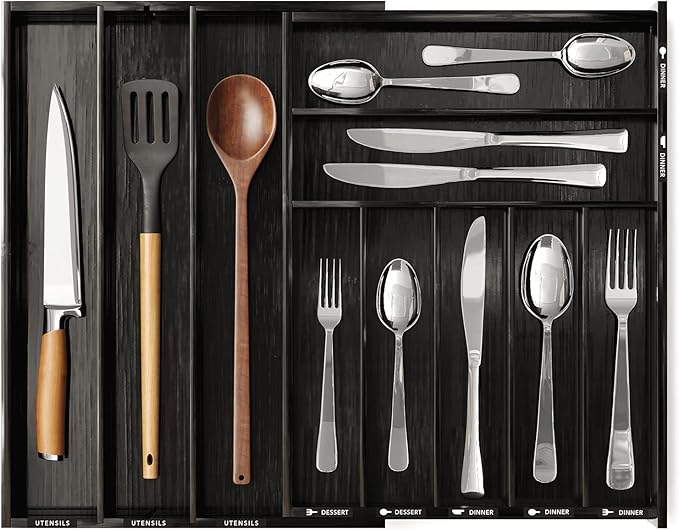 SpaceAid Bamboo Silverware Drawer Organizer by SpaceAid