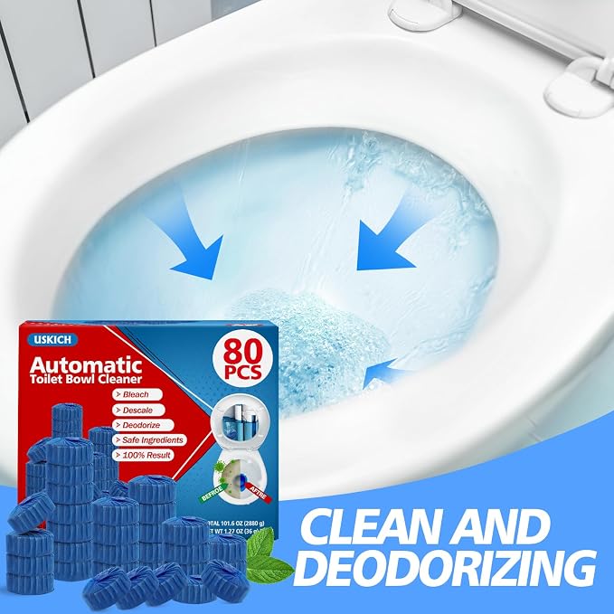 USKICH 80 Pack Toilet Bowl Cleaner Tablets, Long-Lasting Household Toilet - Image 3