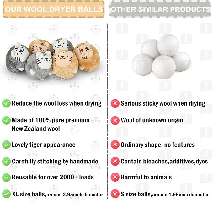 XL Size Wool Dryer Balls 6 Pcs - Image 3