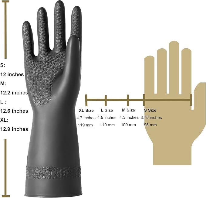 Chemical Resistant Latex Gloves, Cleaning Protective Safety Work Heavy Duty - Image 2
