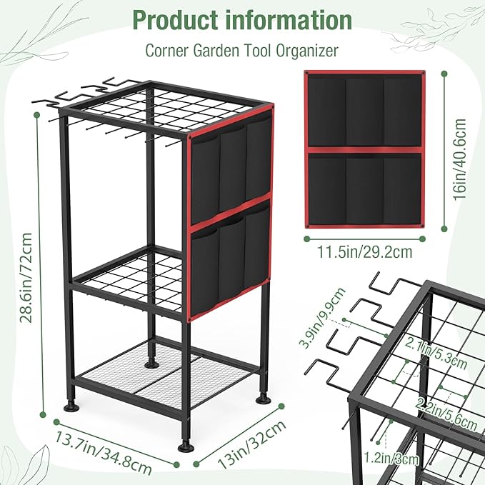 Garden Tool Organizer, Metal Yard Tool Organizer, Holds 50 Long-Handled - Image 2