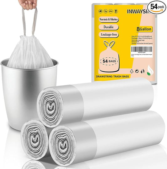 8 Gallon Trash-Bags Drawstring Kitchen-Garbage-Bag Unscented by Inwaysin