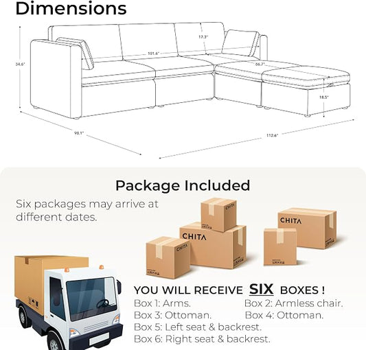 CHITA Oversized Modular Cloud Sectional Fabric Sofa Set, FSC Certified U Shaped - Image 2