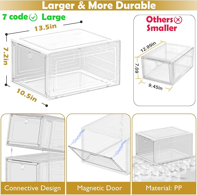 7 code Large Clear Shoe Boxes Organizer【Thicker Material】 Stronger Shoe Box - Image 3