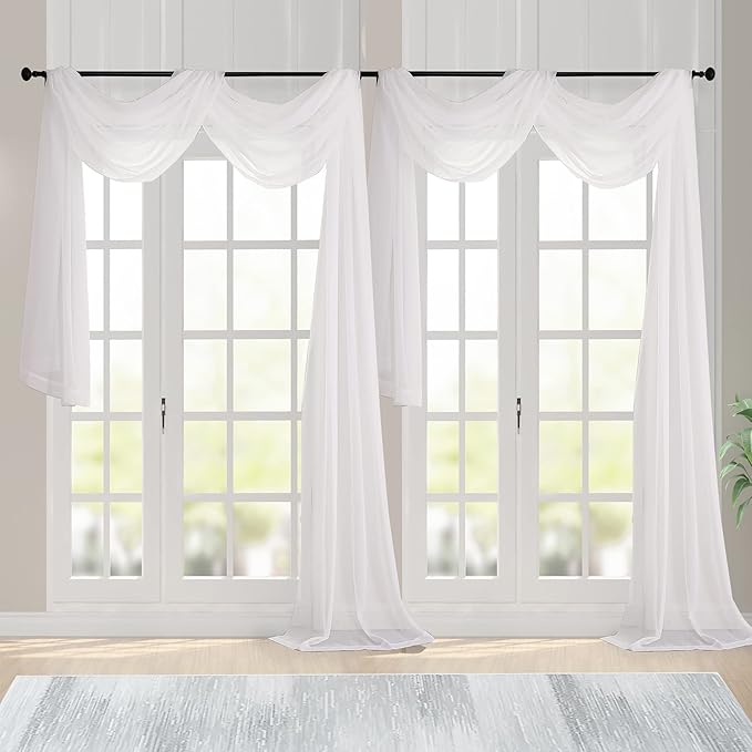 Chyhomenyc Ivory Sheer Scarf Valances by Chyhomenyc