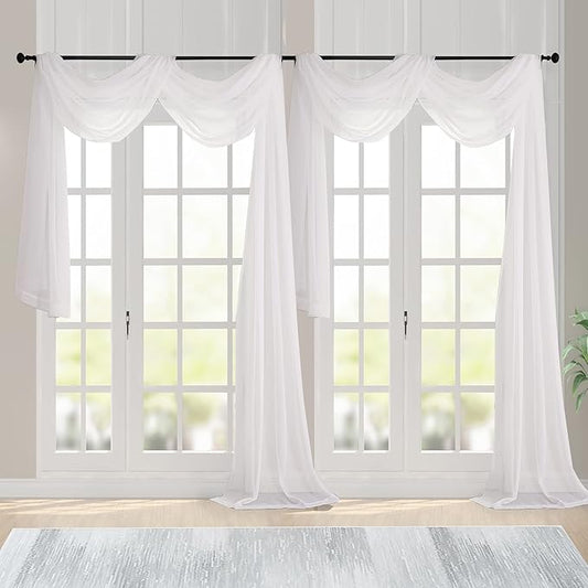 Chyhomenyc Ivory Sheer Scarf Valances by Chyhomenyc