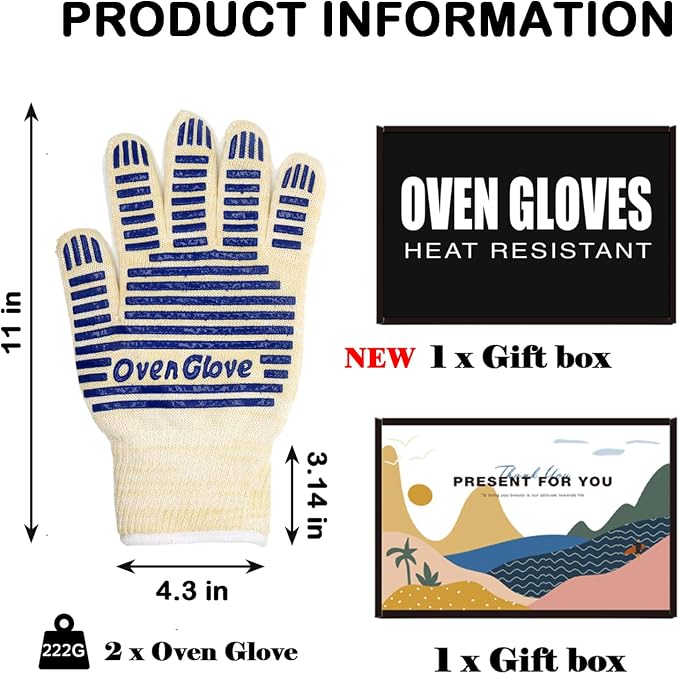 Oven Gloves, Heat Resistant 540 Degrees Grilling Gloves, Hot Surface Handler - Image 8