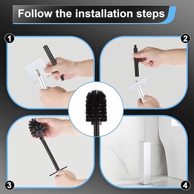 BVL Toilet Brush and Holder Set Chrome Stainless Steel 304 Square Freestanding - Image 5