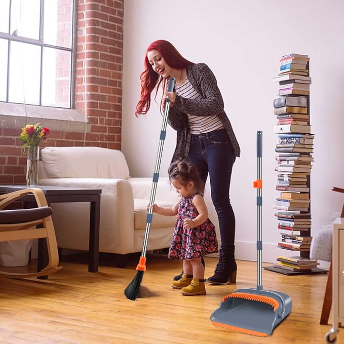 kelamayi Upgrade Broom and Dustpan Set, Self-Cleaning - Image 7