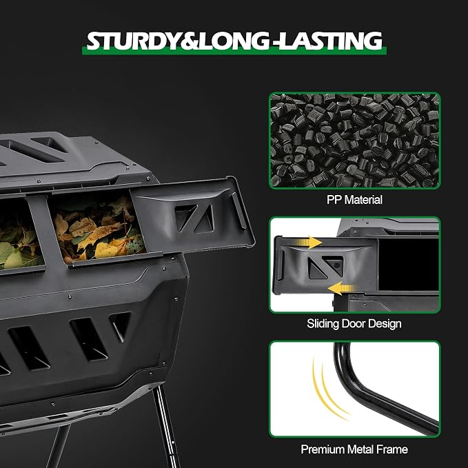 Nova Microdermabrasion 43 Gallon Compost Tumbler Bin Composter Dual Chamber BPA