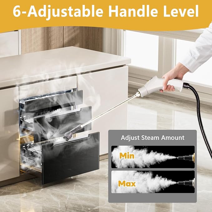 Handheld Steam Cleaner, 1000ml Water Tank, 15S Heat-up Time, Pressurized Steamer - Image 4