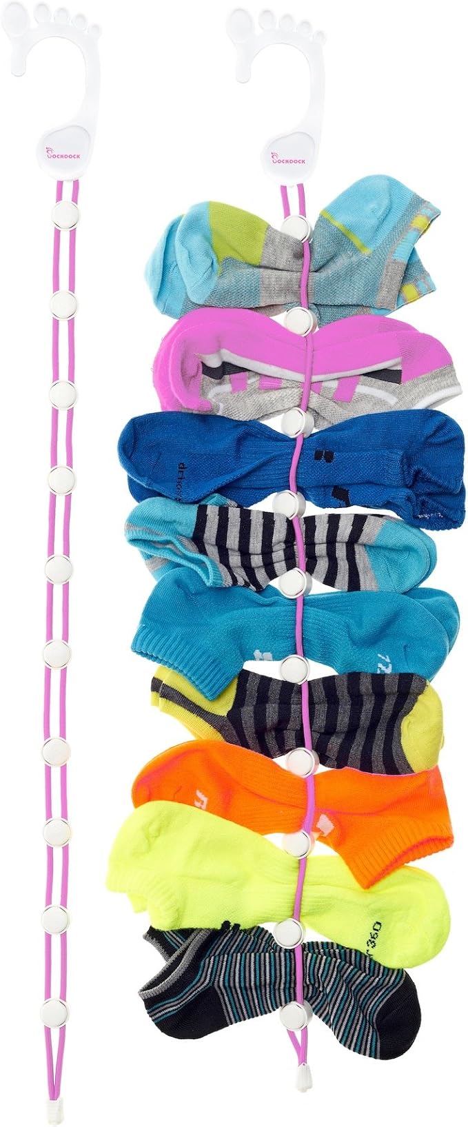 Sock Laundry Solution for Washing Drying & Storing Socks in Pairs, Clip & Hold by SockDockLLC