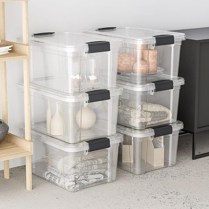 Superio Storage Bins with Lids- 4 Pack, 6.6 Qt Clear Boxes - Image 7