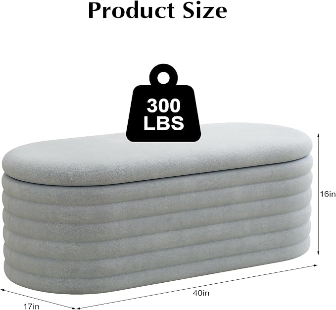 Storage Ottoman Bench, Upholstered Fabric Storages Benches End of Bed Stool - Image 2