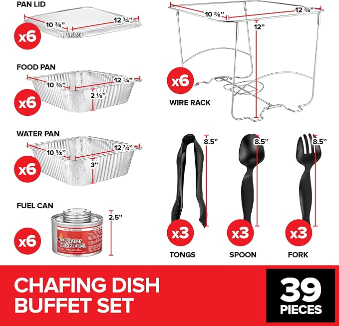 Complete Chafing Dish Buffet Set Disposable Catering Supplies- Includes Serving - Image 2
