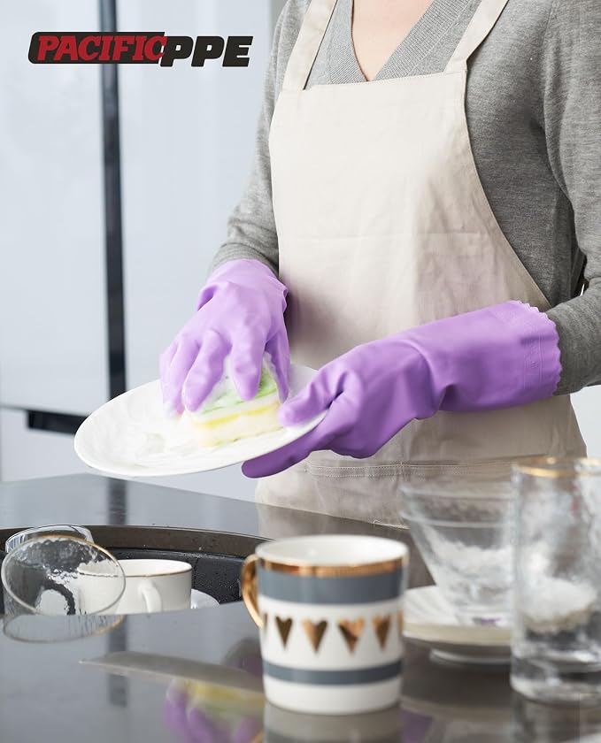 PACIFIC PPE 2 Pairs Reusable Dishwashing Cleaning Gloves - Image 5