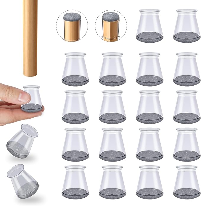 16 Pcs Chair Leg Protectors for Hardwood Floors, Silicone Felt Furniture Leg by OASMU