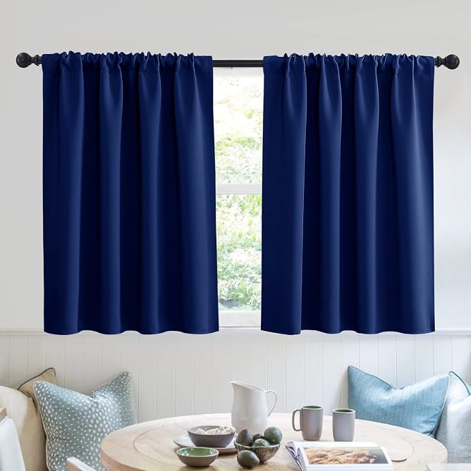 RYB HOME Small Window Tier Curtains, Light Block Privacy Solid Portable Drapes by RYBHOME