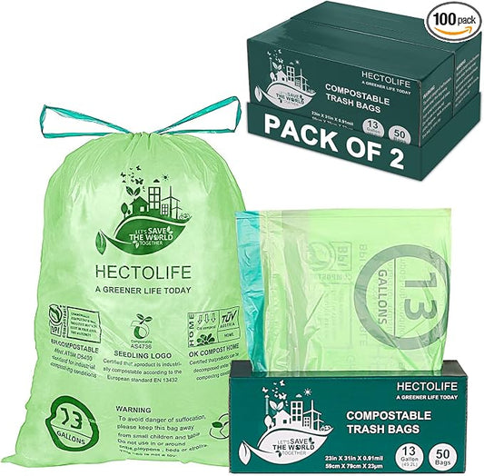 13 Gallon, Compostable Trash Bags by HECTOLIFE
