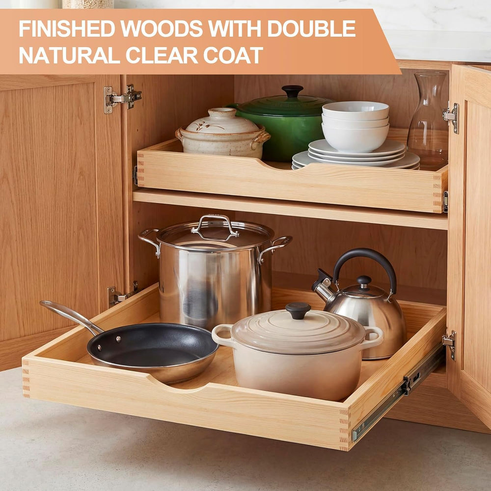Sintuff 4 Pack Wooden Pull out Tray Cabinet Organizer, 24'' X 21'...